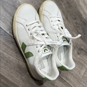 Veja White Sneakers with Green Details